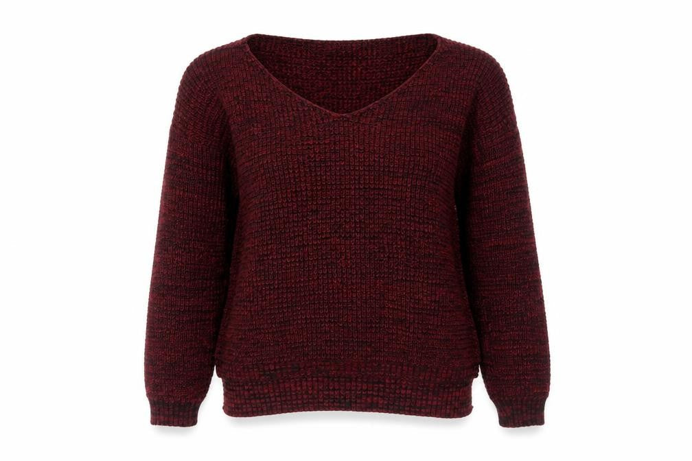 Boohoo Womens Red V-Neck Acrylic Pullover Jumper Size S