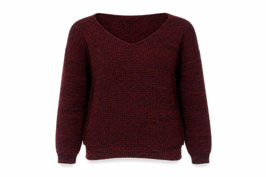 Boohoo Womens Red V-Neck Acrylic Pullover Jumper Size S