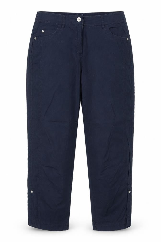 G.W. Womens Blue Cotton Trousers Size 16 Regular Zip