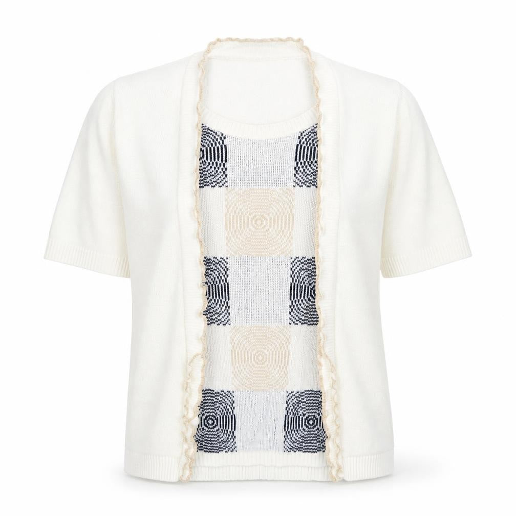 Lizzi Clarke Womens Ivory Round Neck Geometric Acrylic Cardigan Jumper Size S - Twin Set
