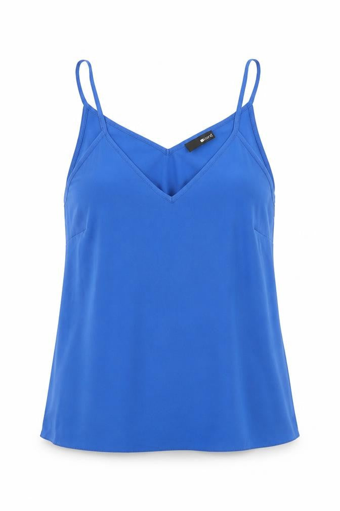 Lord Womens Blue Polyester Basic Tank Size M V-Neck