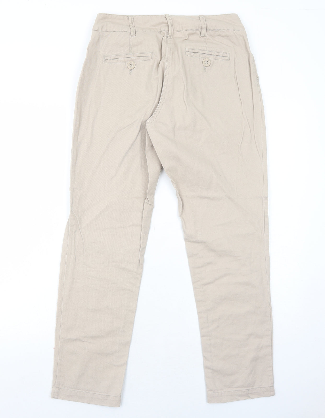Dorothy Perkins Womens Beige Cotton Trousers Size 8 Regular Zip