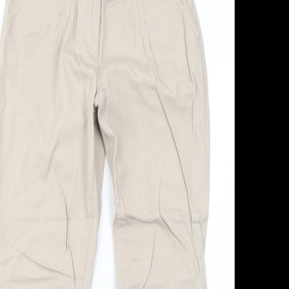 Dorothy Perkins Womens Beige Cotton Trousers Size 8 Regular Zip