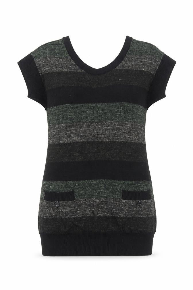 DC Womens Green Round Neck Striped Acrylic Pullover Jumper Size M