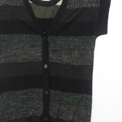 DC Womens Green Round Neck Striped Acrylic Pullover Jumper Size M