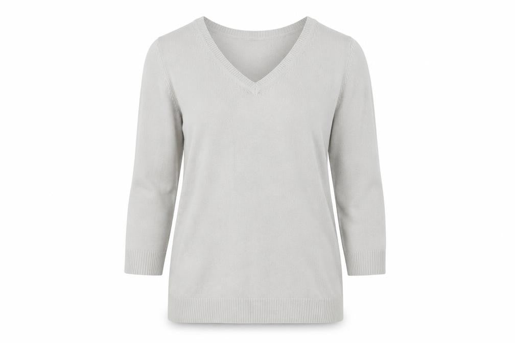 H&M Womens Grey V-Neck Acrylic Pullover Jumper Size M