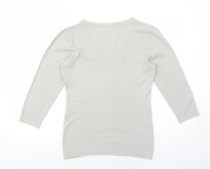 H&M Womens Grey V-Neck Acrylic Pullover Jumper Size M