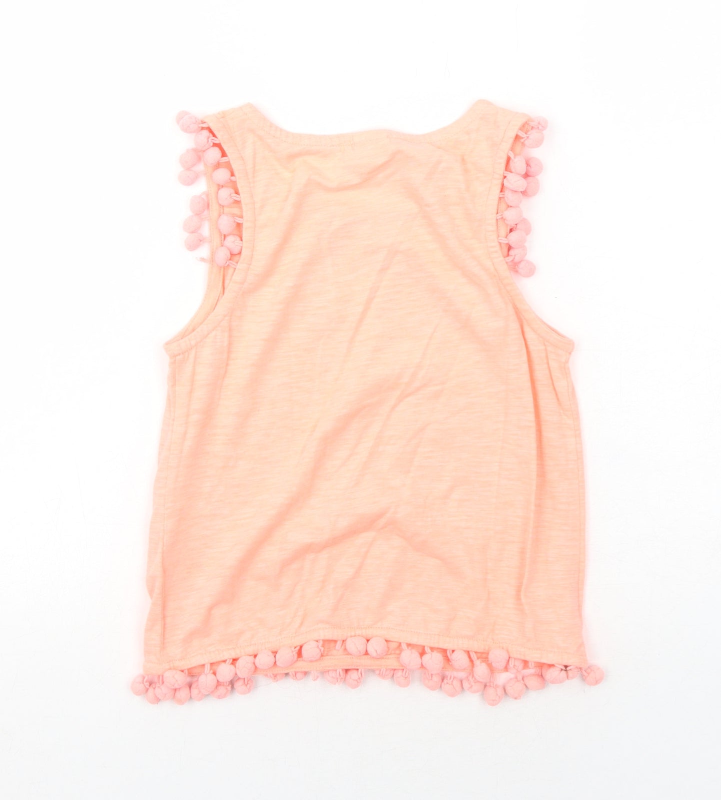NEXT Girls Orange Cotton Basic Tank Size 10 Years Round Neck Pullover