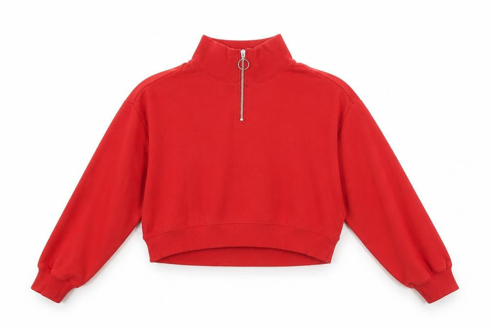 H&M Womens Red Cotton Pullover Sweatshirt Size S Zip