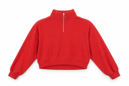 H&M Womens Red Cotton Pullover Sweatshirt Size S Zip