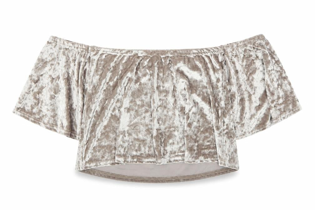 PRETTYLITTLETHING Womens Beige Polyester Cropped Tank Size 12 Off the Shoulder