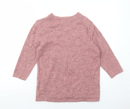 Damart Womens Pink V-Neck Acrylic Pullover Jumper Size 10