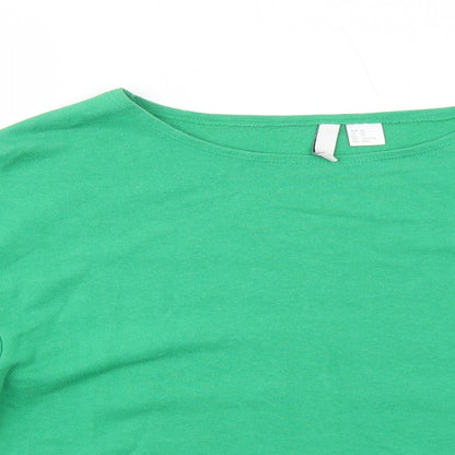 H&M Womens Green Cotton Pullover Sweatshirt Size XS Pullover