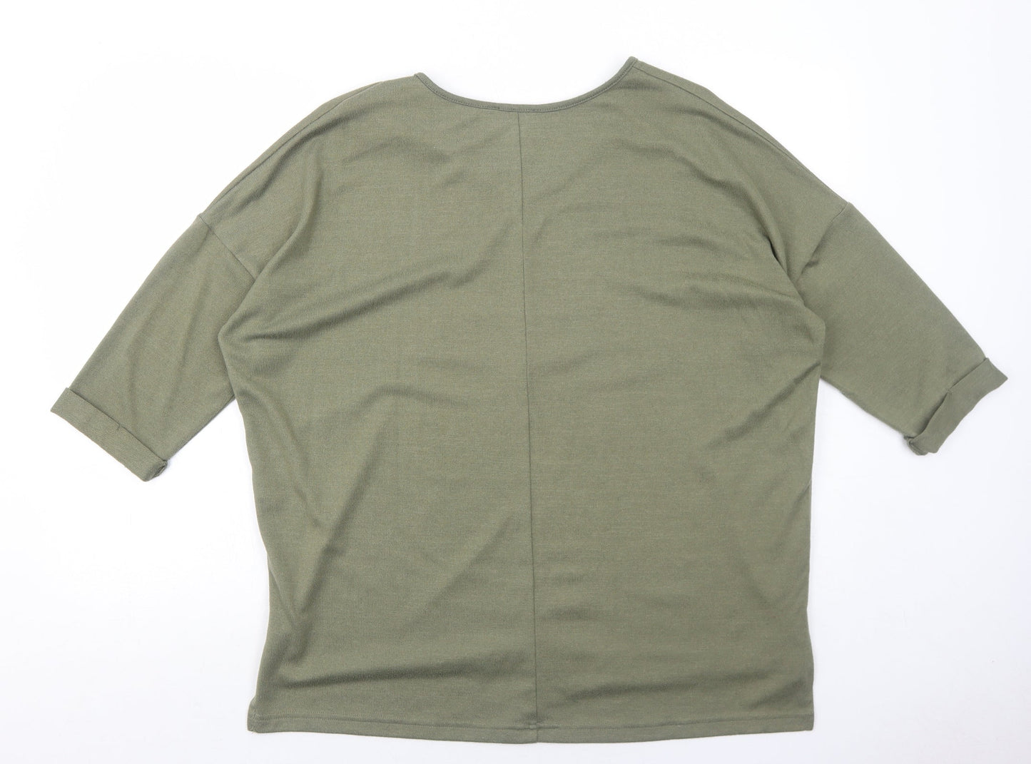 New Look Womens Green V-Neck Polyester Pullover Jumper Size M