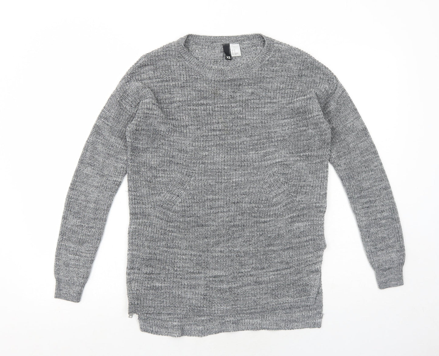 H&M Womens Grey Round Neck Cotton Pullover Jumper Size XS