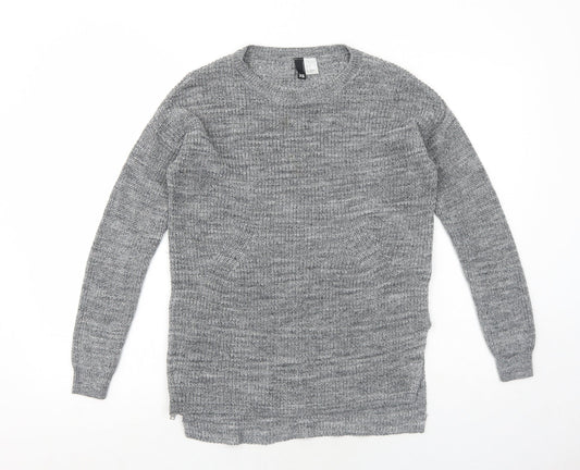 H&M Womens Grey Round Neck Cotton Pullover Jumper Size XS