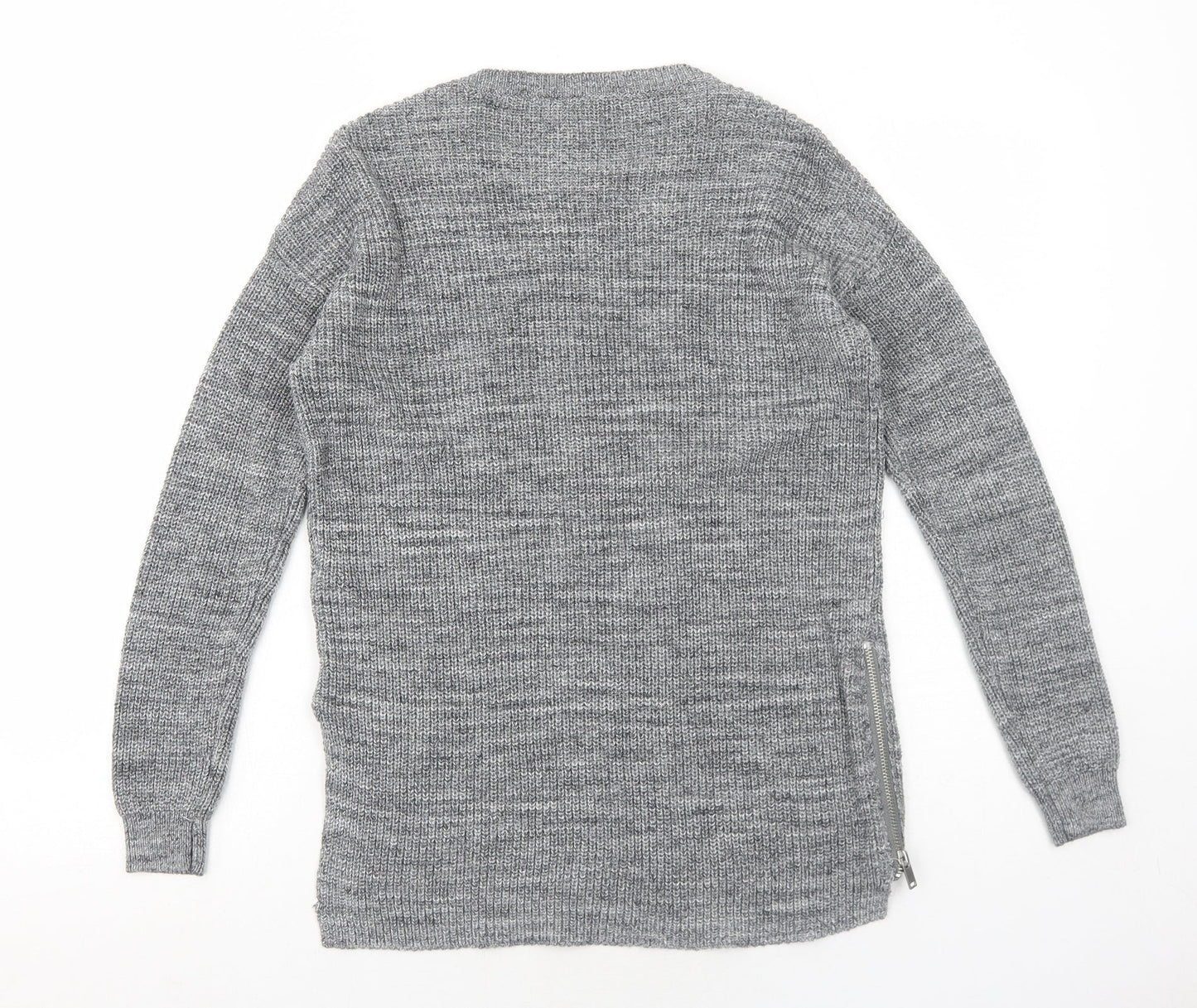 H&M Womens Grey Round Neck Cotton Pullover Jumper Size XS