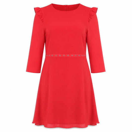 New Look Womens Red Polyester Trapeze & Swing Size 12 Round Neck Zip