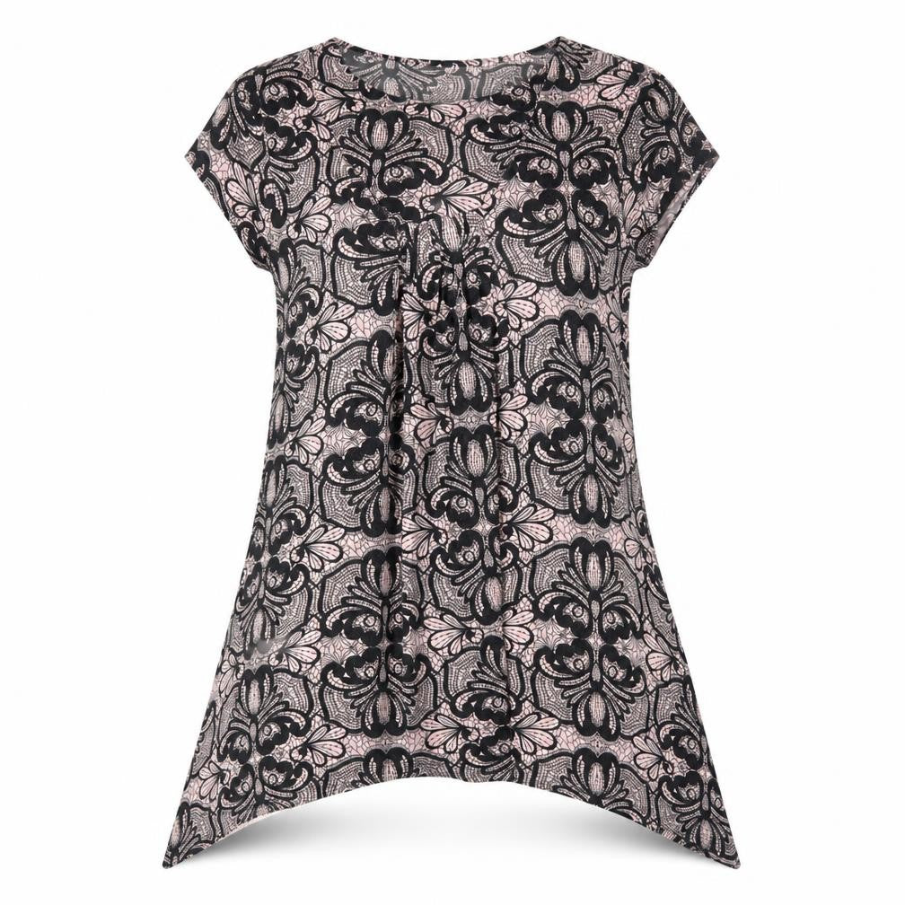 Wallis Womens Pink Geometric Viscose Basic Blouse Size 12 Round Neck