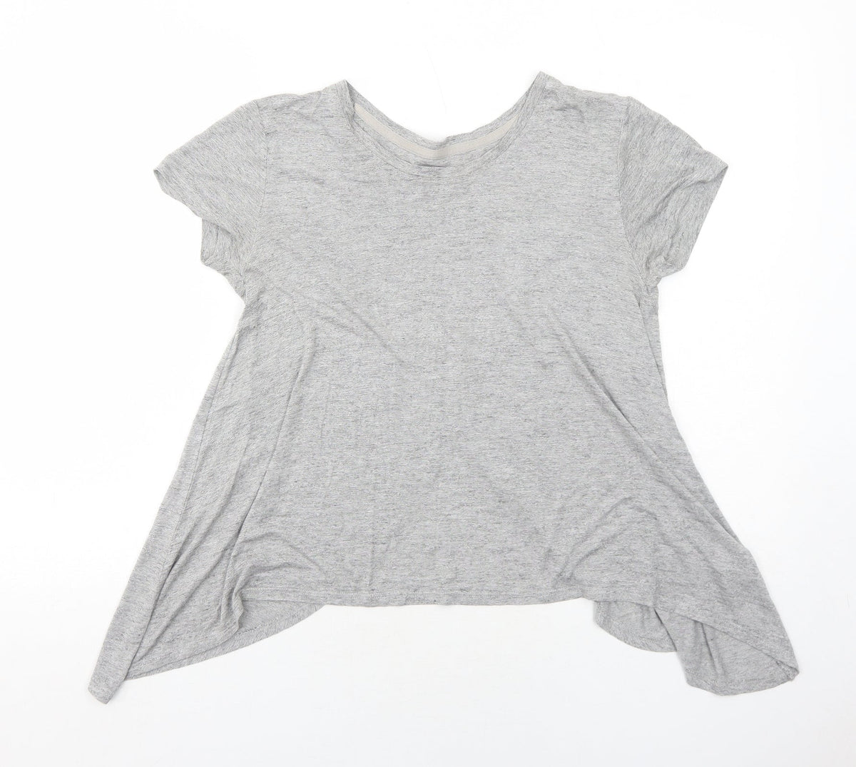 Marks & Spencer Womens Grey Viscose Basic T-Shirt Size 10 Round Neck Pullover