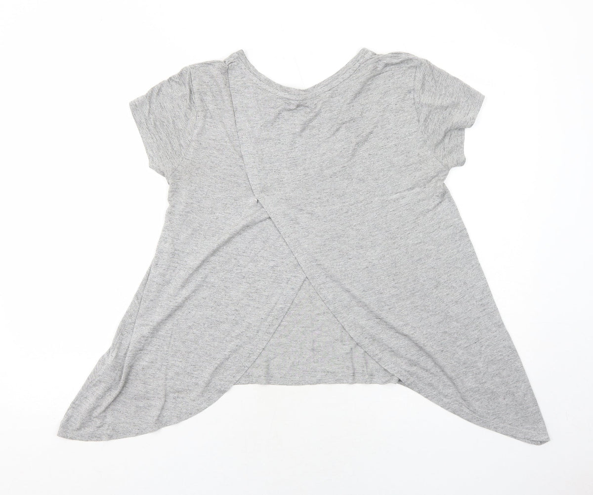Marks & Spencer Womens Grey Viscose Basic T-Shirt Size 10 Round Neck Pullover