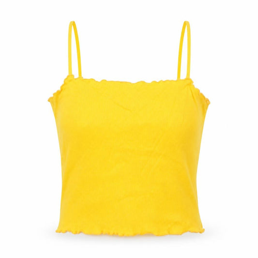 Topshop Womens Yellow Cotton Basic Tank Size 10 Square Neck