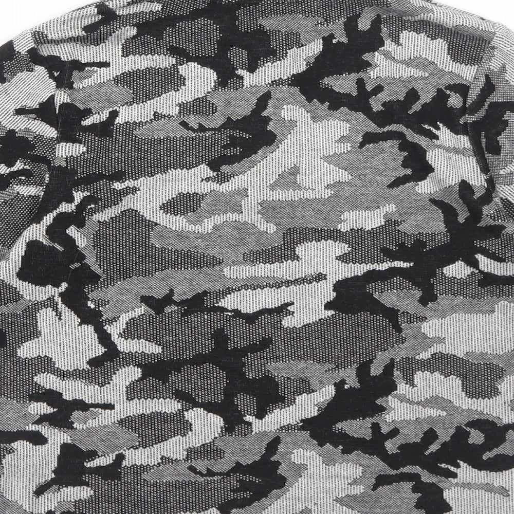 Very Boys Black Camouflage Viscose Basic Polo Size 6 Years Collared Zip