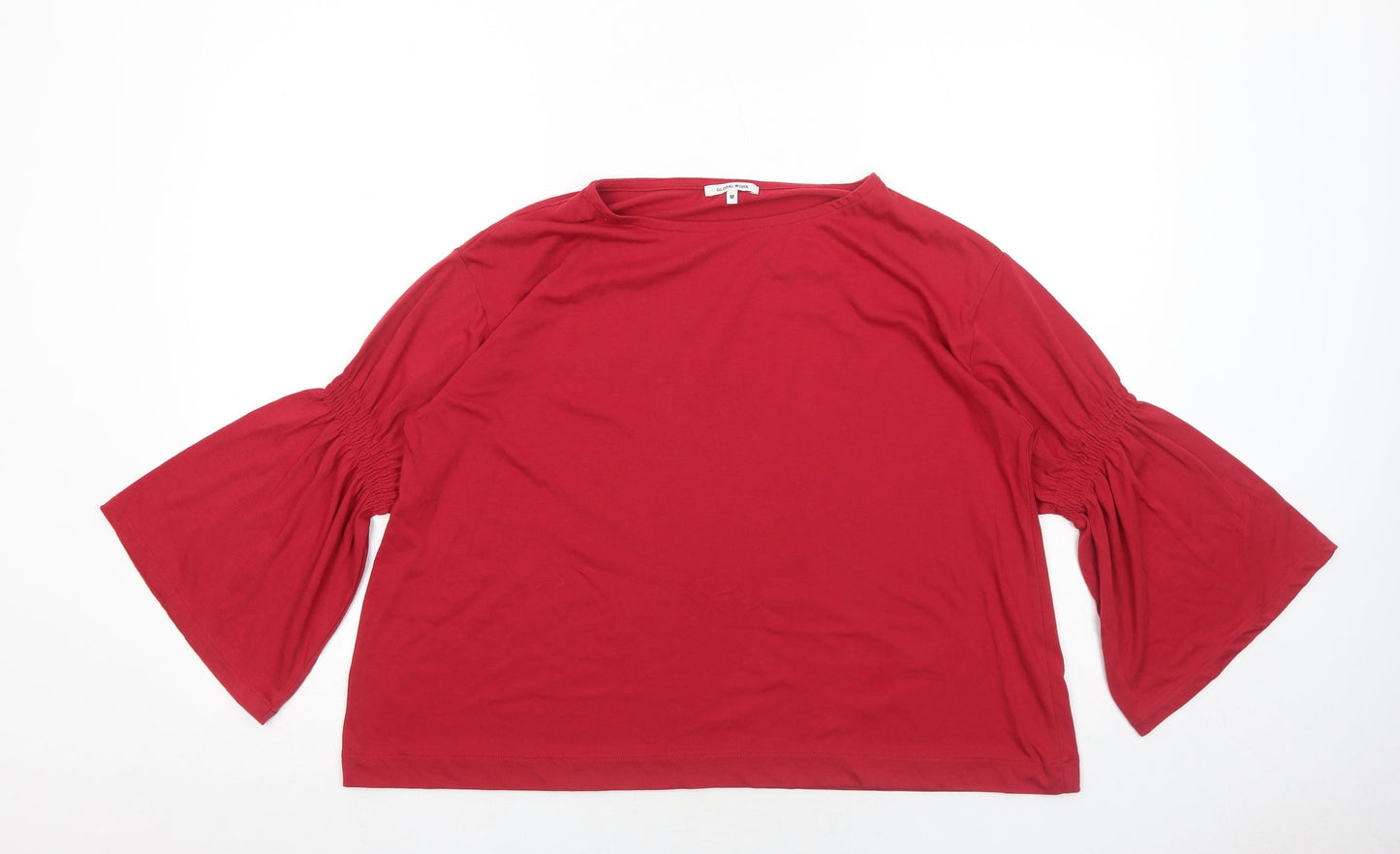 Global Work Womens Red Cotton Basic T-Shirt Size M Round Neck