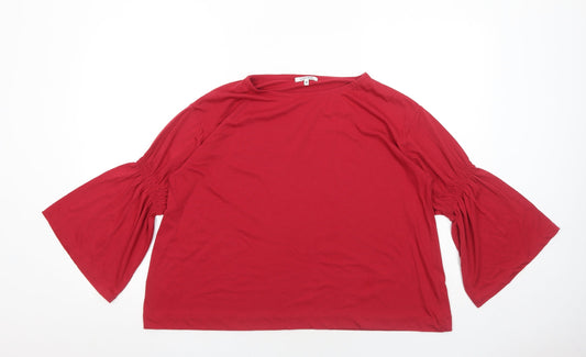 Global Work Womens Red Cotton Basic T-Shirt Size M Round Neck