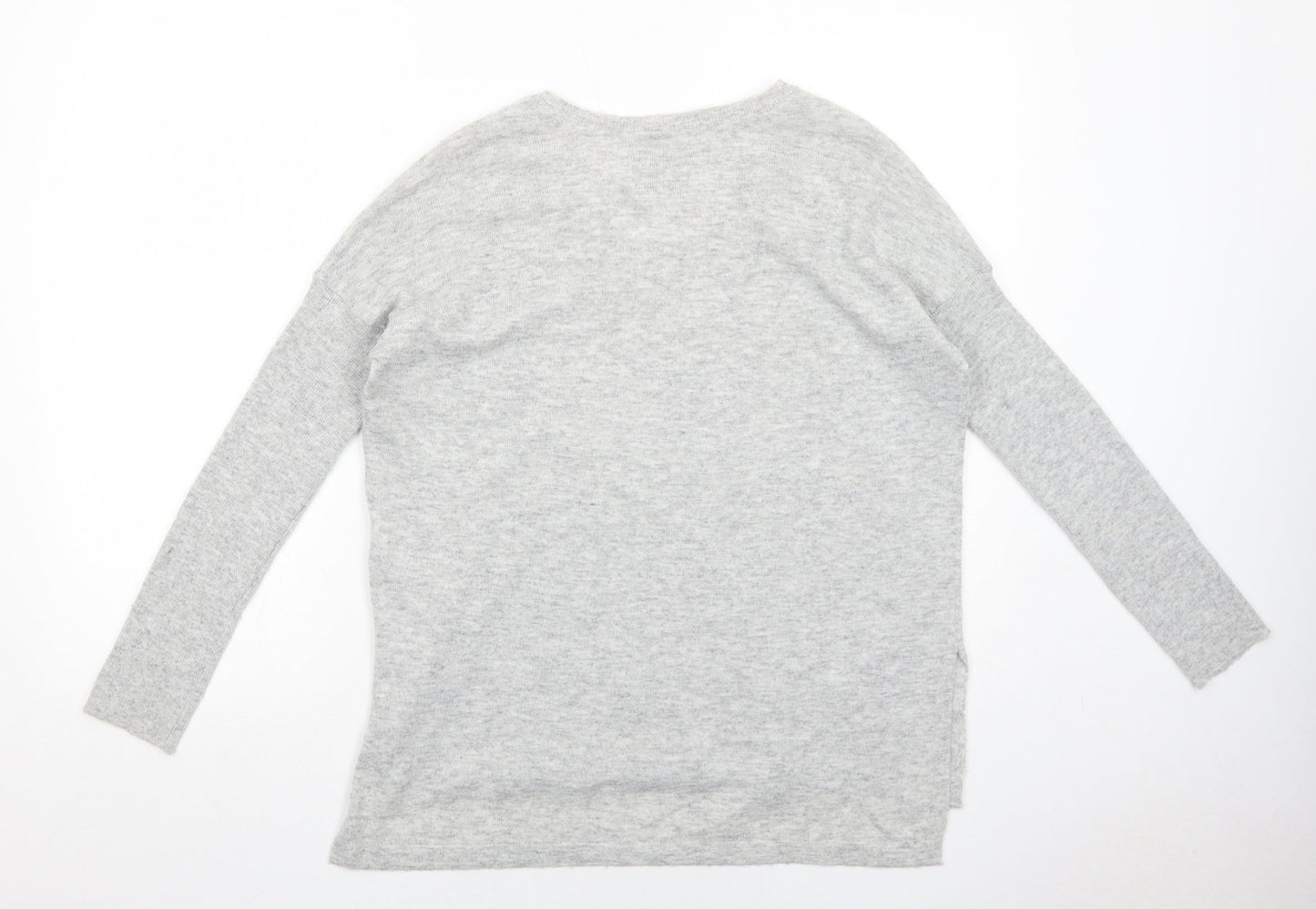 RJR.John Rocha Womens Grey V-Neck Nylon Pullover Jumper Size 8