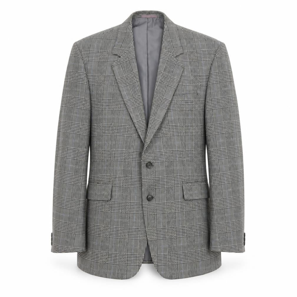 Quality Clothes Mens Grey Plaid Polyester Jacket Suit Jacket Size 42 Regular