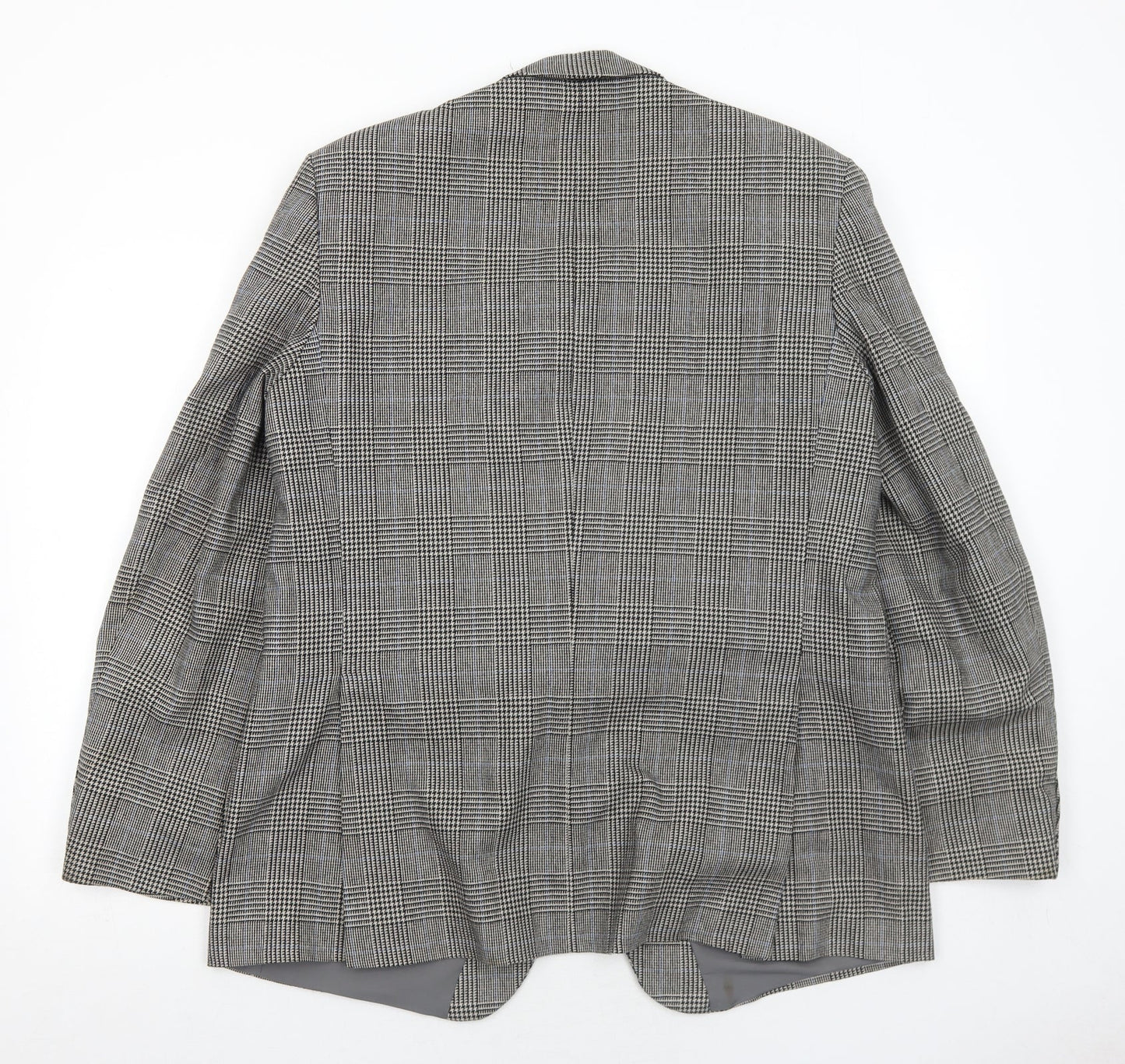 Quality Clothes Mens Grey Plaid Polyester Jacket Suit Jacket Size 42 Regular