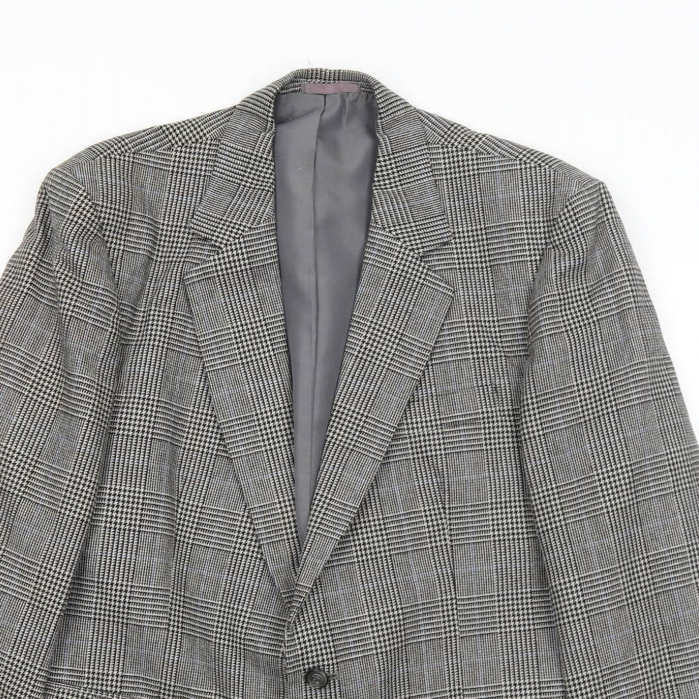 Quality Clothes Mens Grey Plaid Polyester Jacket Suit Jacket Size 42 Regular
