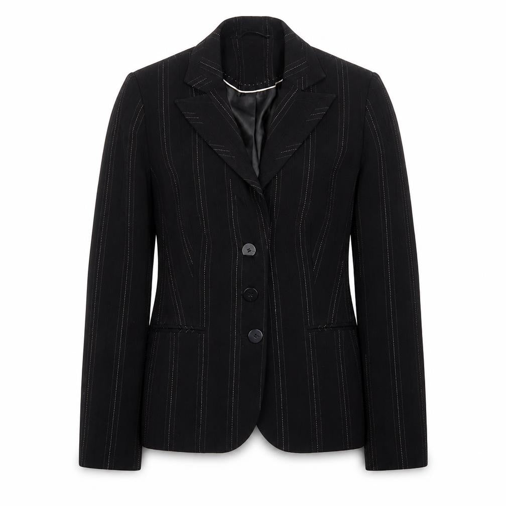 New Look Womens Black Striped Polyester Jacket Blazer Size 12