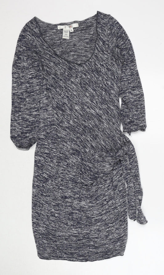 Studio M Womens Blue Polyester Jumper Dress Size S V-Neck Pullover