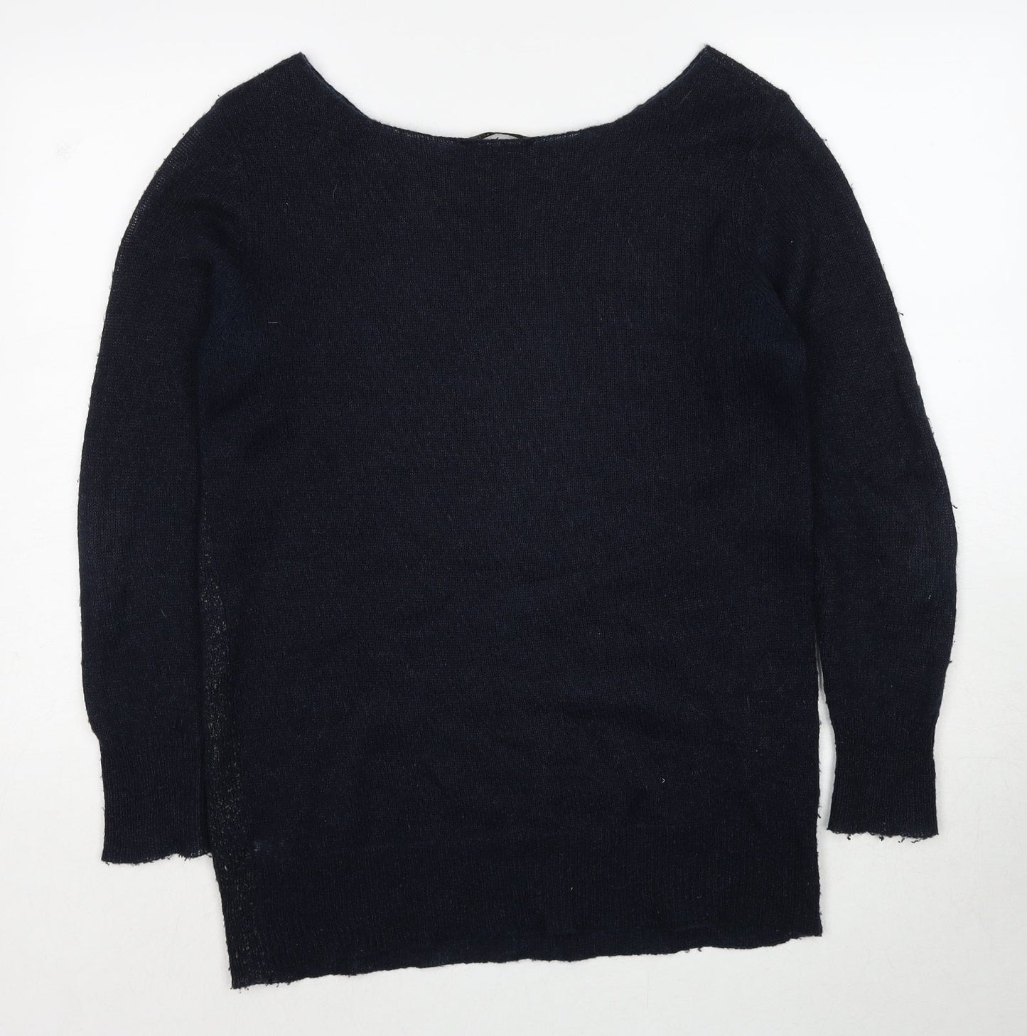 Oasis Womens Blue Boat Neck Acrylic Pullover Jumper Size M