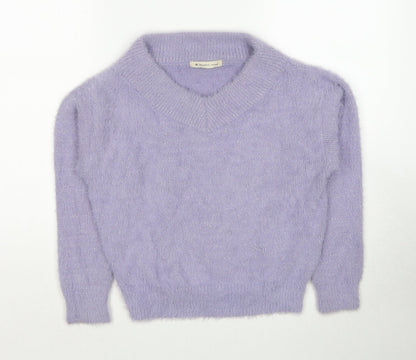 Preloved Magestic Legon Womens Purple V-Neck Polyester Pullover Jumper Size M - Front