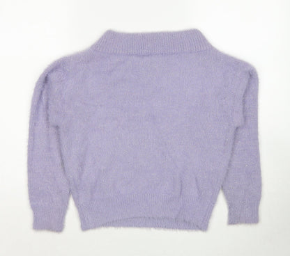 Preloved Magestic Legon Womens Purple V-Neck Polyester Pullover Jumper Size M - Back
