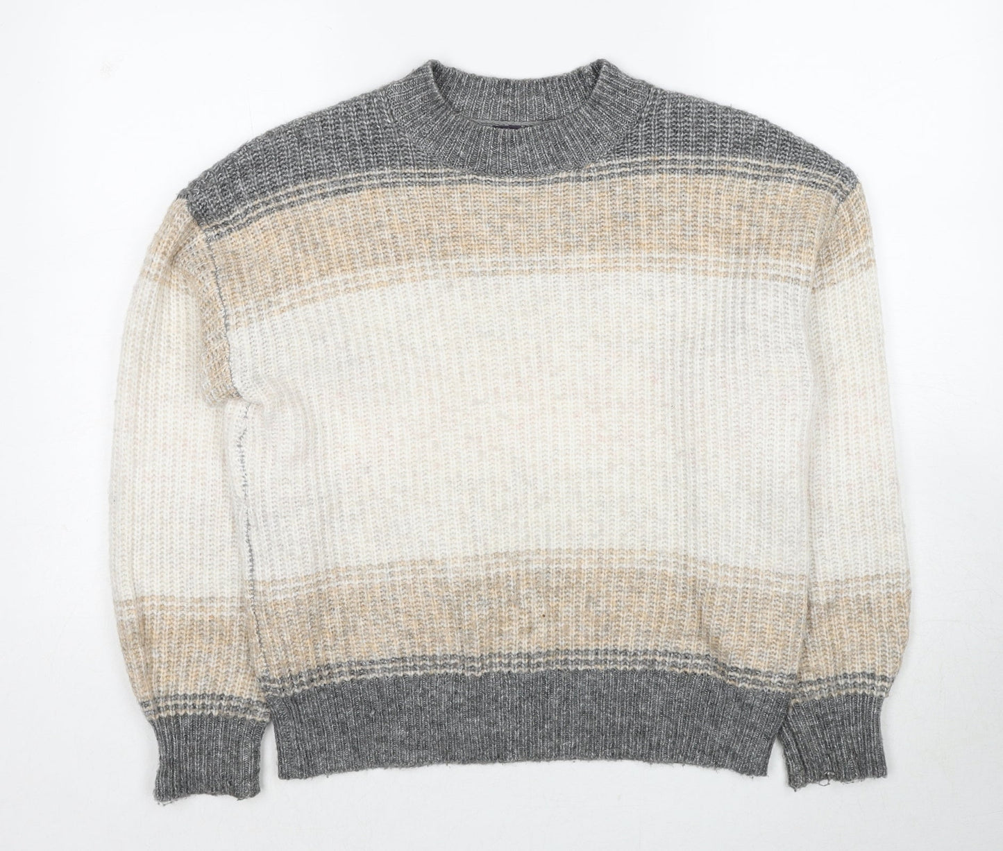 Marks and Spencer Womens Multicoloured Round Neck Striped Polyester Pullover Jumper Size M