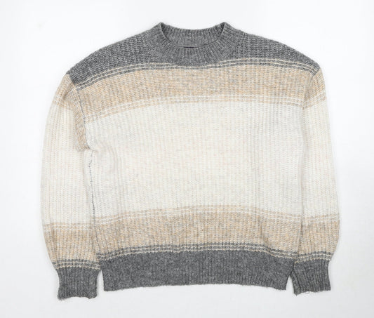 Marks and Spencer Womens Multicoloured Round Neck Striped Polyester Pullover Jumper Size M