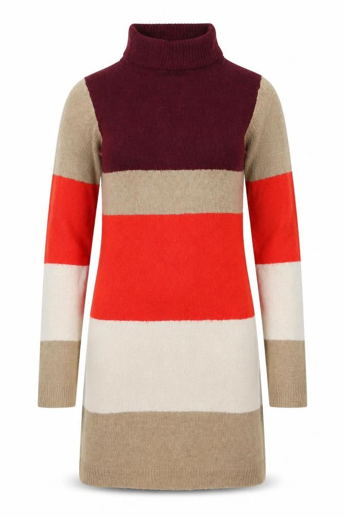 Brave Soul Womens Beige Colourblock Acrylic Kaftan Size S High Neck Pullover