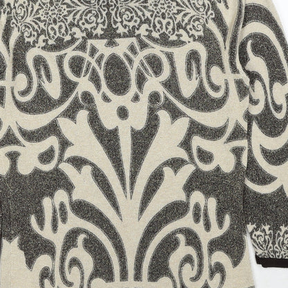 Casamia Womens Beige Round Neck Geometric Viscose Pullover Jumper Size S