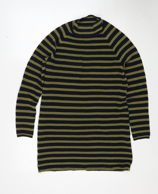 NEXT Womens Black Round Neck Striped Polyester Pullover Jumper Size 12