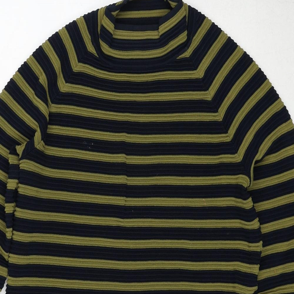 NEXT Womens Black Round Neck Striped Polyester Pullover Jumper Size 12