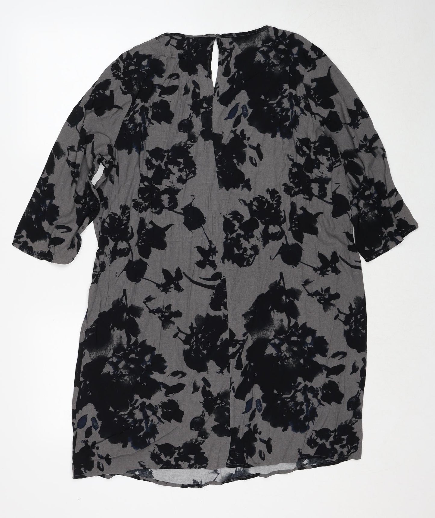 VILA Womens Grey Floral Viscose Shift Size L Round Neck Zip