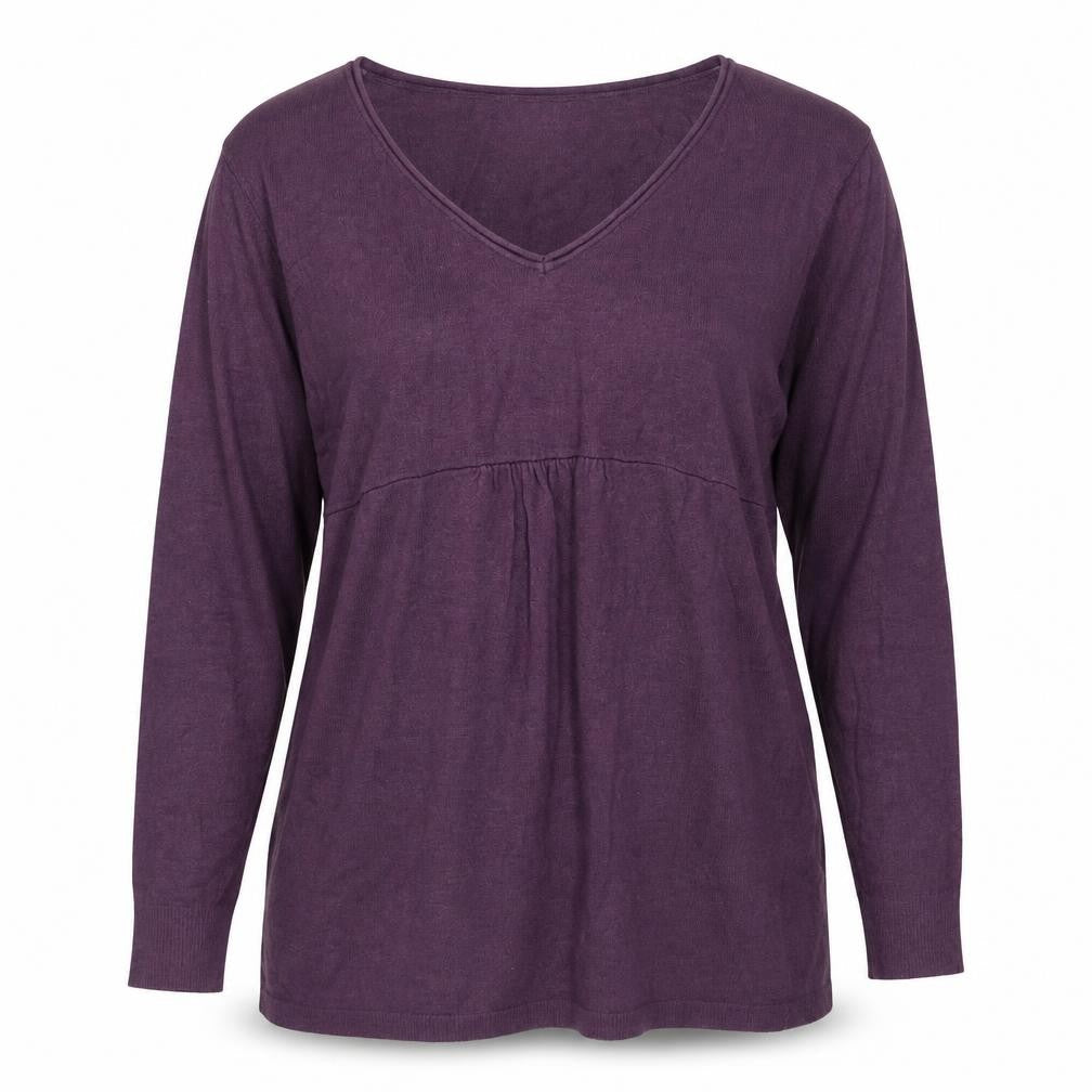H&M Womens Purple V-Neck Cotton Pullover Jumper Size XL