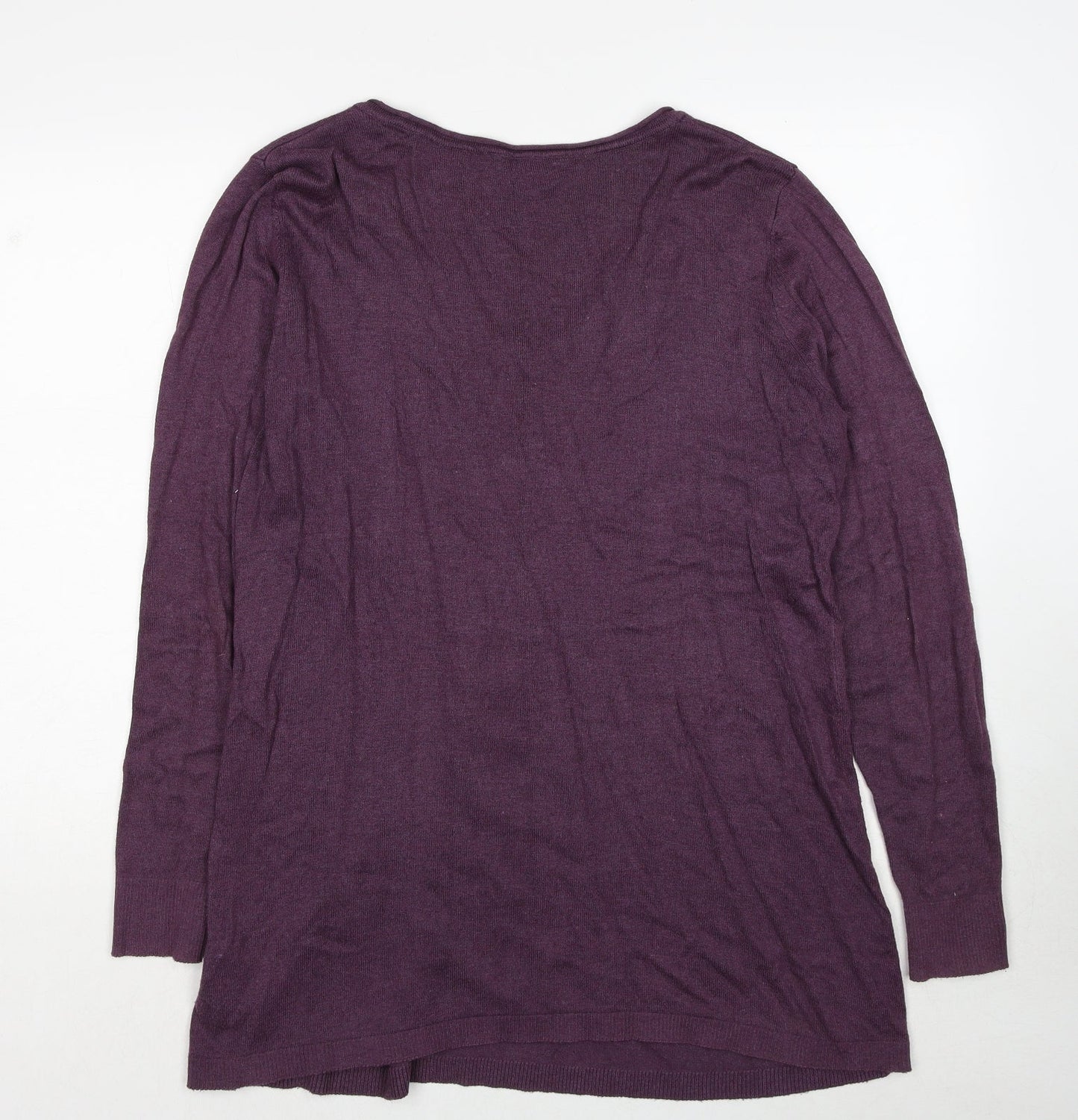 H&M Womens Purple V-Neck Cotton Pullover Jumper Size XL