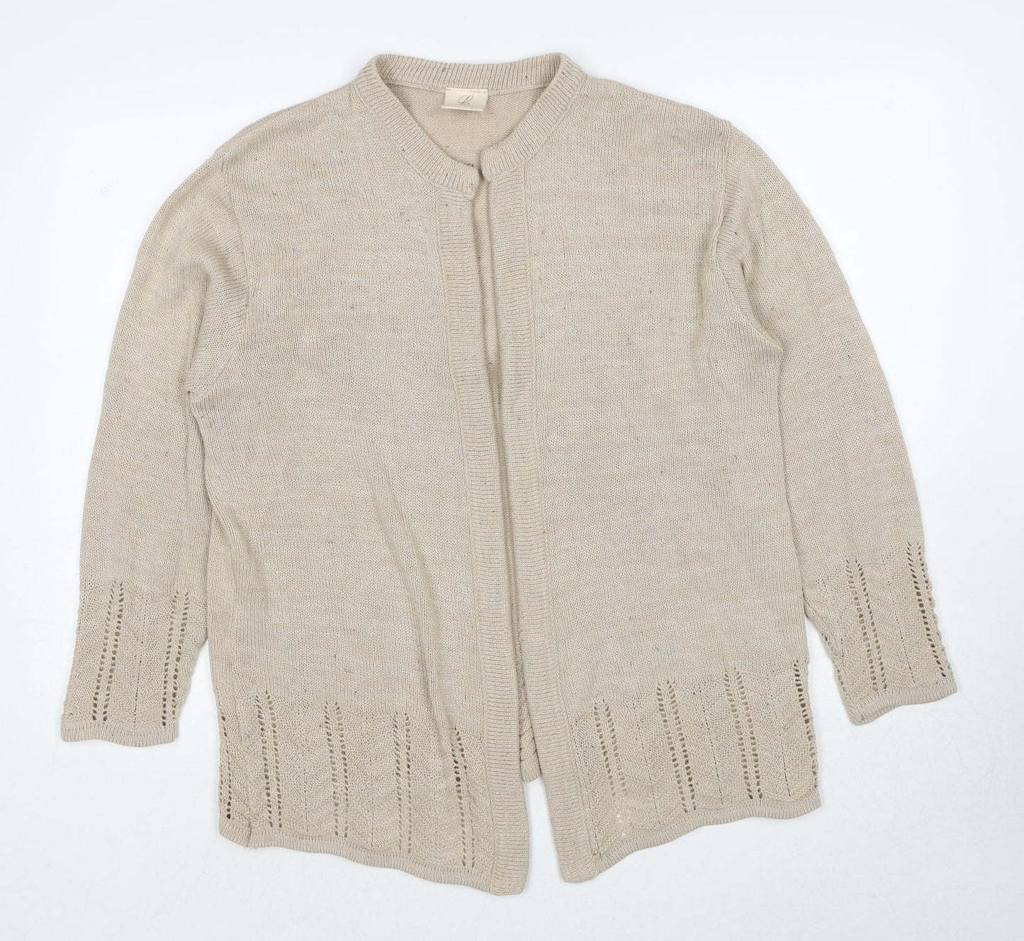 Compliments Womens Beige V-Neck Acrylic Cardigan Jumper Size 16