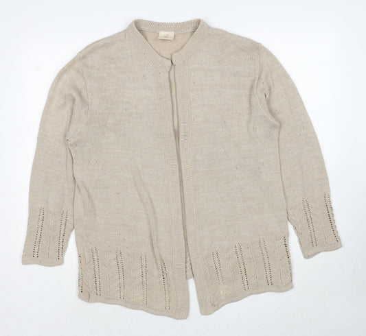 Compliments Womens Beige V-Neck Acrylic Cardigan Jumper Size 16