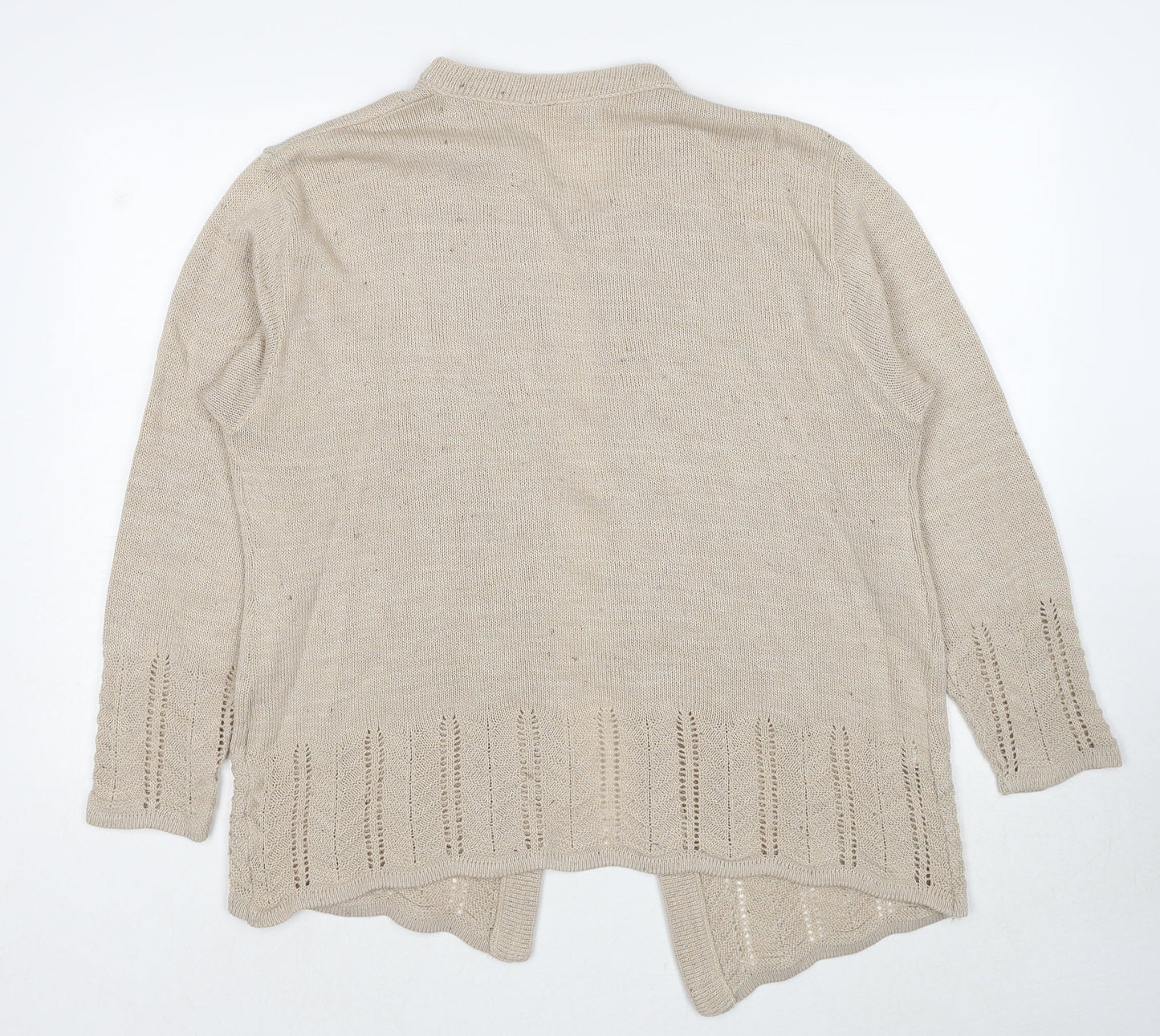 Compliments Womens Beige V-Neck Acrylic Cardigan Jumper Size 16